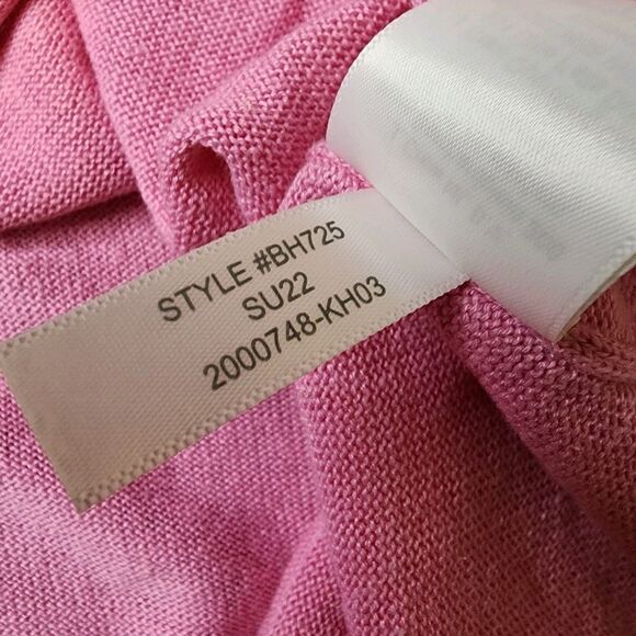 J Crew Linen Sweater Pink Crewneck Women's Large 3/4 Sleeve Pullover - Picture 9 of 11